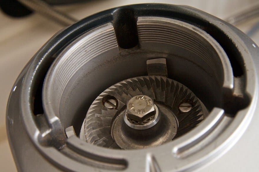 Clean burrs inside a coffee grinder