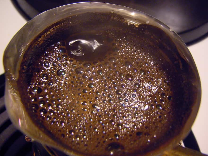 Foam forming on top of Turkish coffee