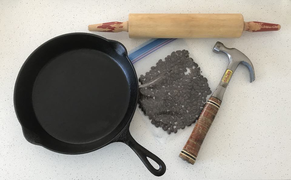 Tools for grinding coffee beans without a grinder