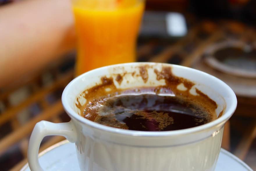 A dense, rich cup of Turkish coffee