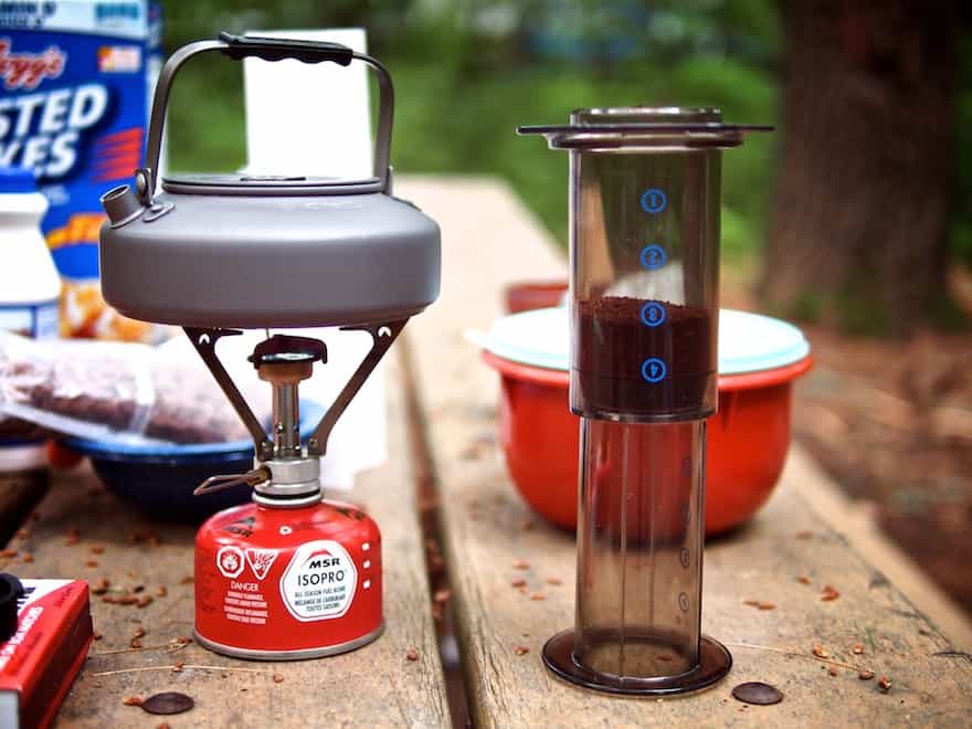 Campers using an Aeropress