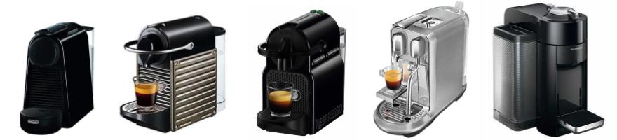 Five models of Nespresso machines lined up