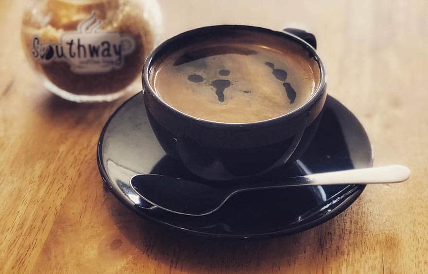 Long black coffee with crema on top