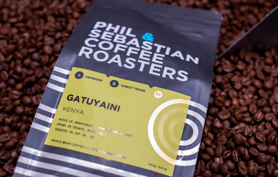 Bag of coffee beans from Phil & Sebastian Coffee Roasters