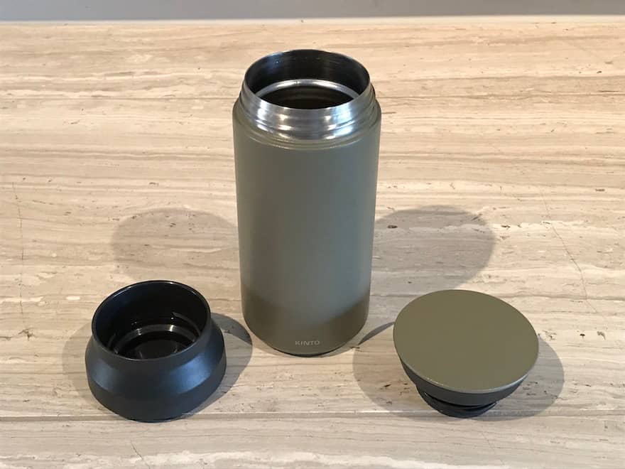 Three pieces of the Kinto Travel Tumbler