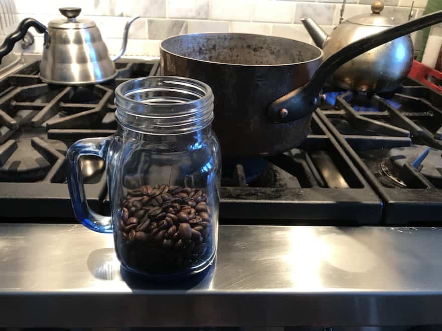 Coffee beans in mason jar