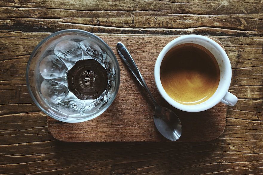 Water is a standard accompaniment for espresso when you order it in Italy.