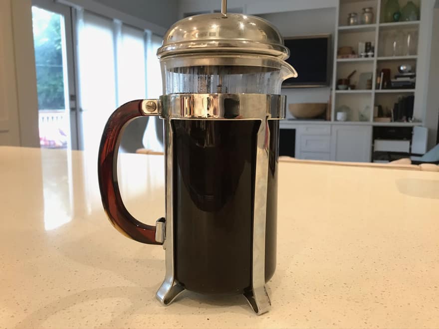 Coffee grounds typically steep for 4-5 minutes in a French press.