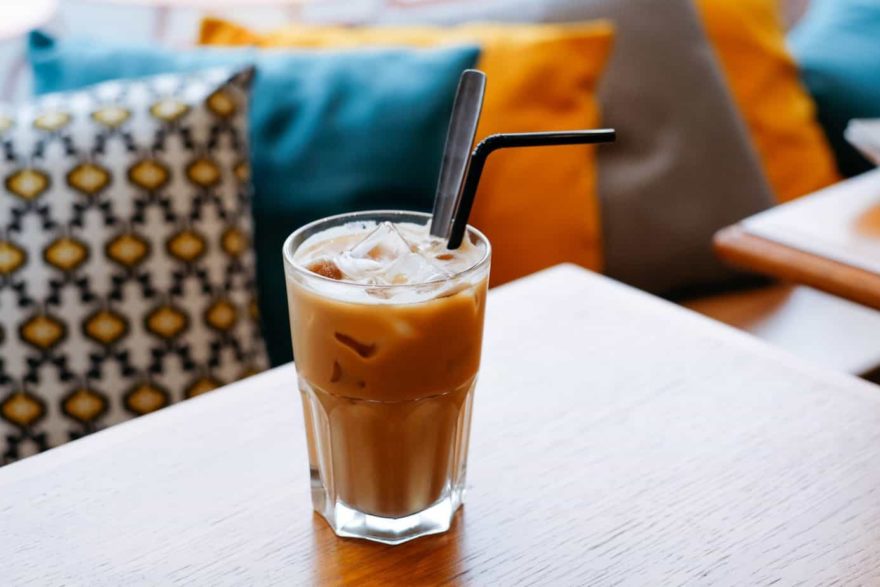 Glass of iced coffee on a table