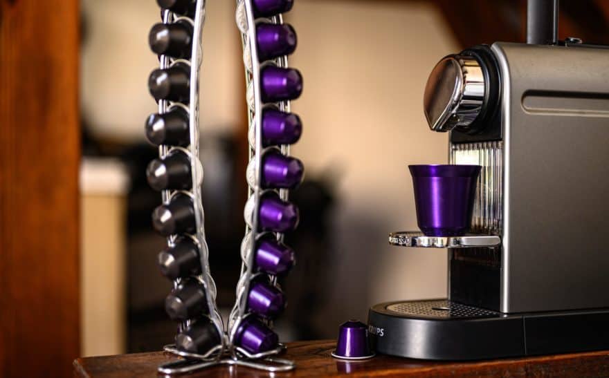 A Nespresso CitiZ machine with capsules at the ready.