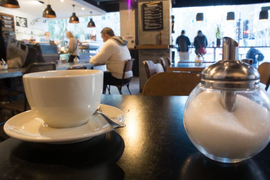 Patrons enjoy their drinks at a coffee shop in Sydney, the city where the flat white was invented.