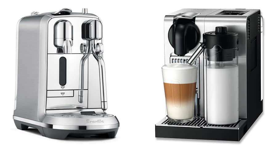 Nespresso Creatista Plus on the left and Lattissima Pro on the right