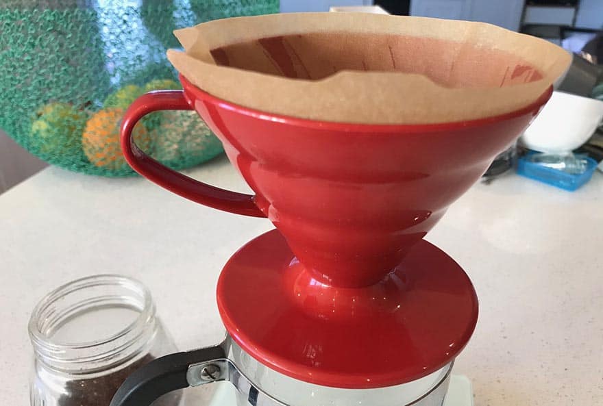 The Hario V60 is named for its V shape and the 60-degree angle of its sides.