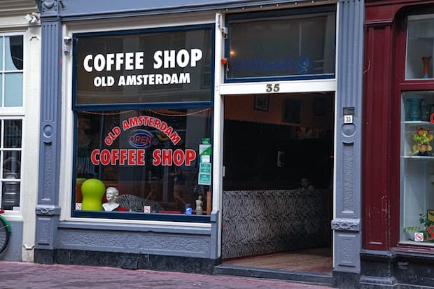 Window of a coffee shop in Amsterdam