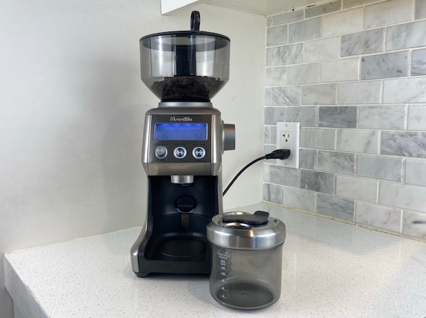 Breville Smart Grinder Pro coffee grinder on a counter