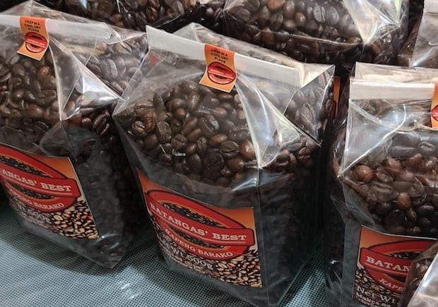 Bags of Bantagas' Best Kapeng Barako coffee beans, ready for sale