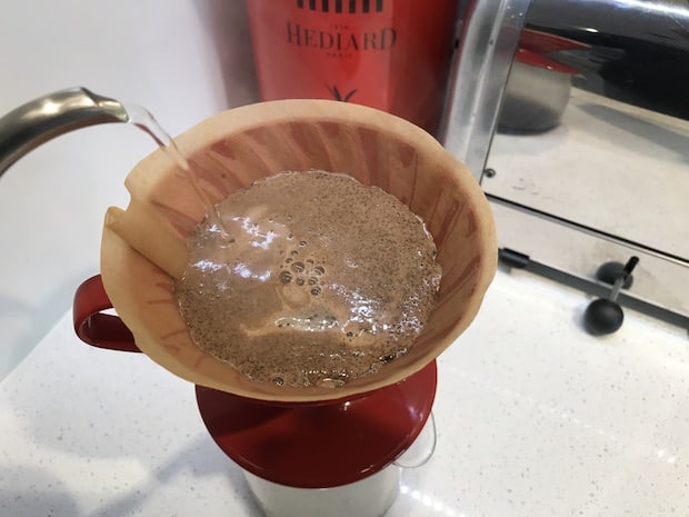 Brewing pour over coffee in a Hario V60