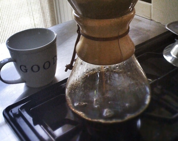 Chemex coffee maker on gas stove
