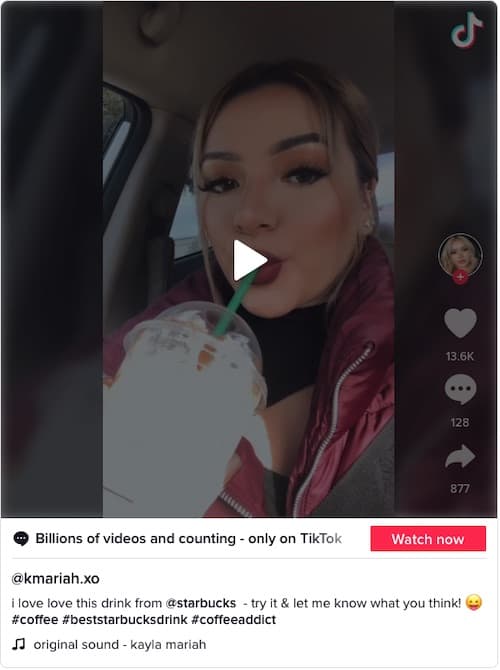 Caramel Addict Starbucks drink on TikTok