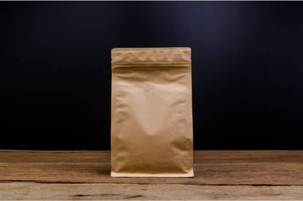 Paper bag of coffee beans