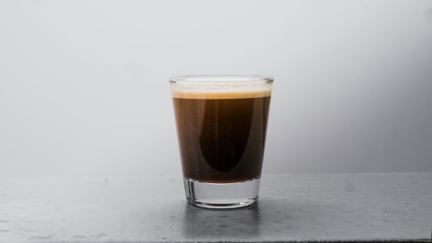 Shot of espresso after using regular coffee in an espresso machine