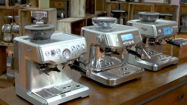 Three Breville espresso machines ready to be cleaned