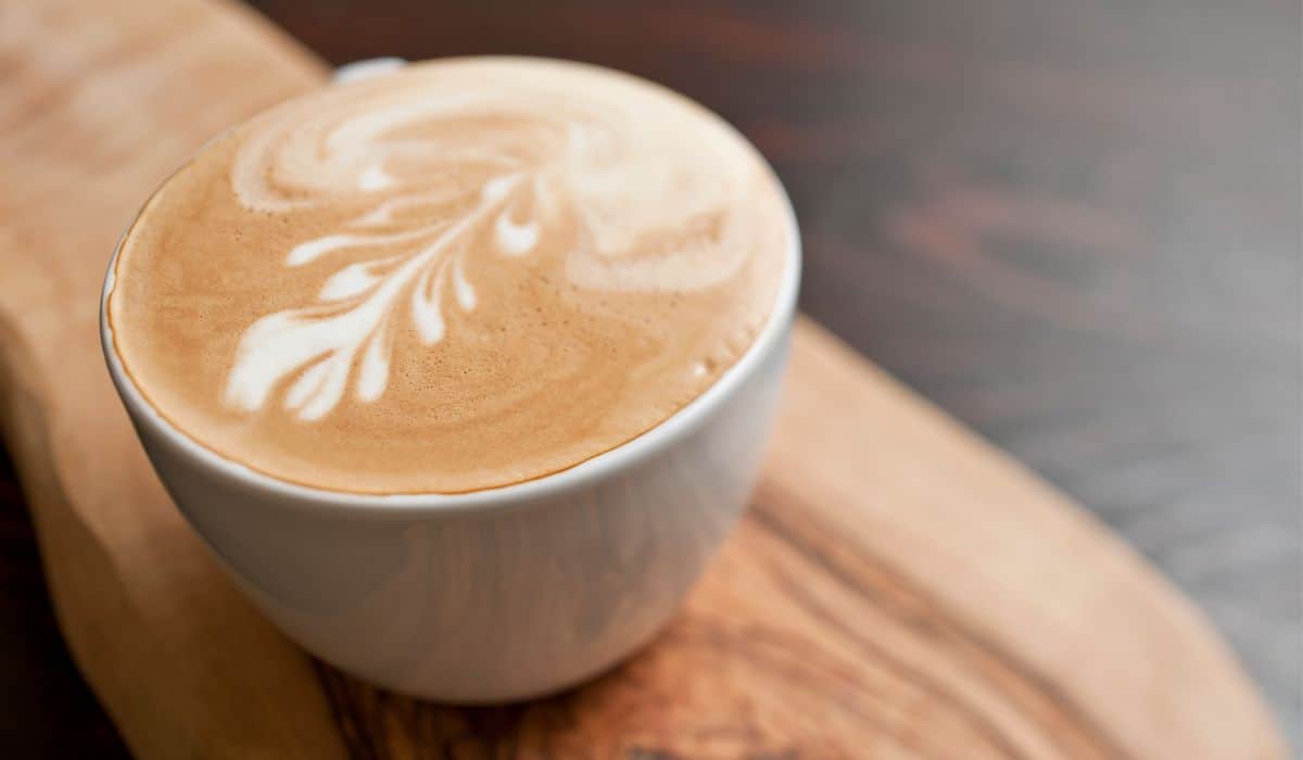 Closeup of a flat white coffee