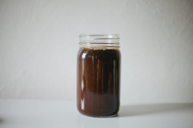 Jar of cold brew coffee on a white background