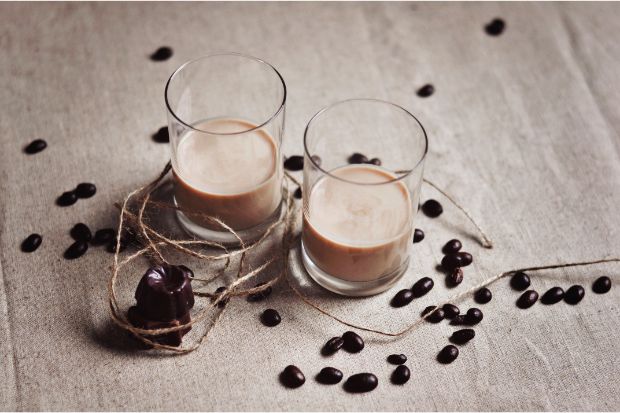 Glasses of cream liqueur that can work as liquors for coffee