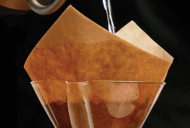 Hot water pouring into a Chemex coffee filter