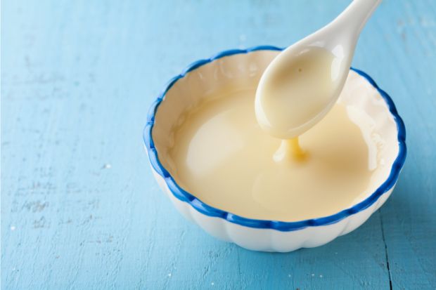 Bowl of evaporated milk that can go in coffee