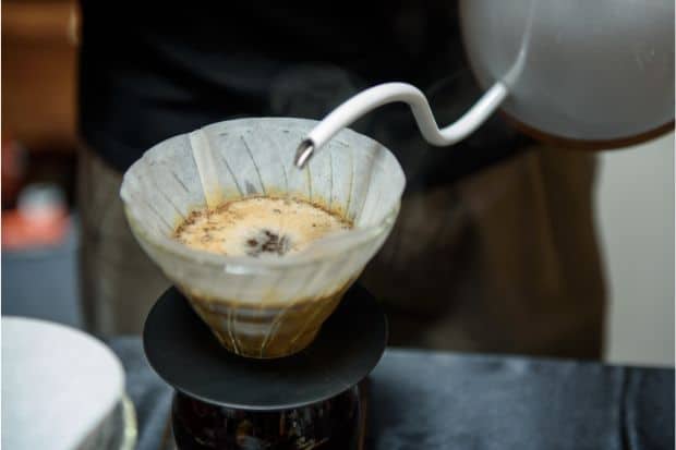 Pour-over coffee method for coffee on a boat