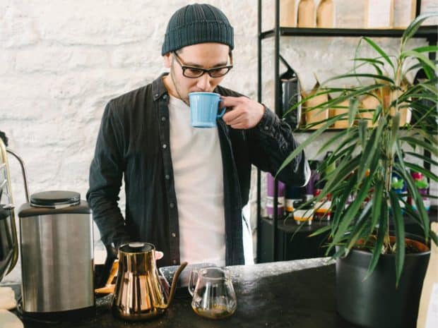 Man drinking specialty coffee