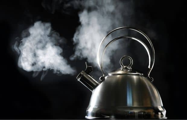 Water boiling in a kettle