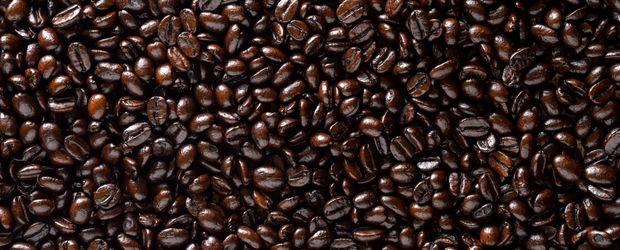 Oily dark roast coffee beans