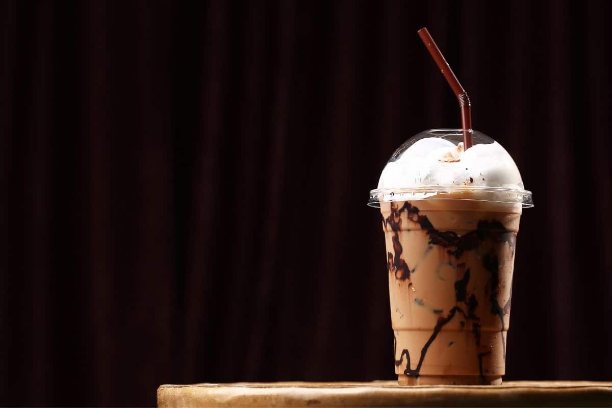 Sweet Starbucks-style coffee drink with whipped cream on top
