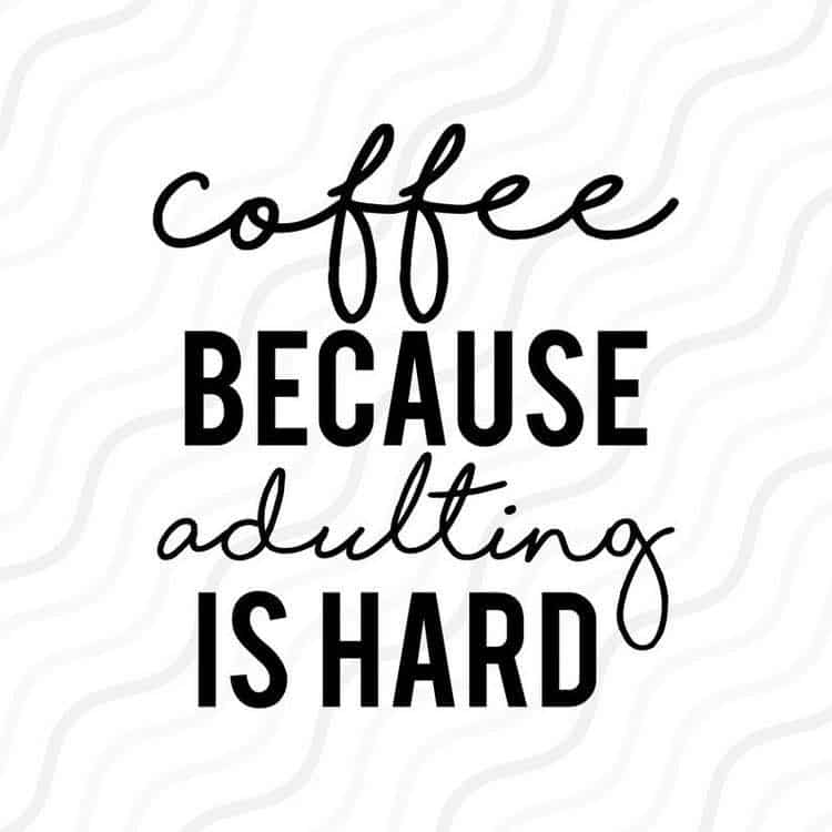 text only that reads: coffee, because adulting is hard
