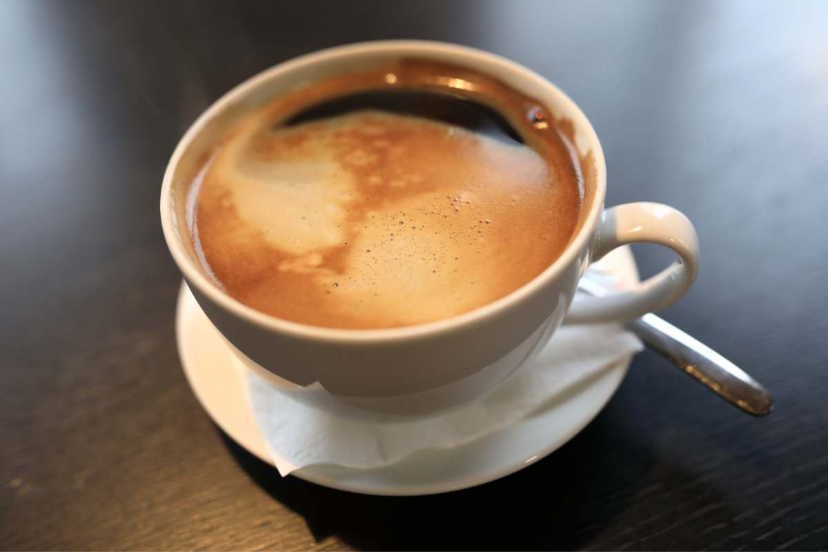 Closeup of an Americano coffee.