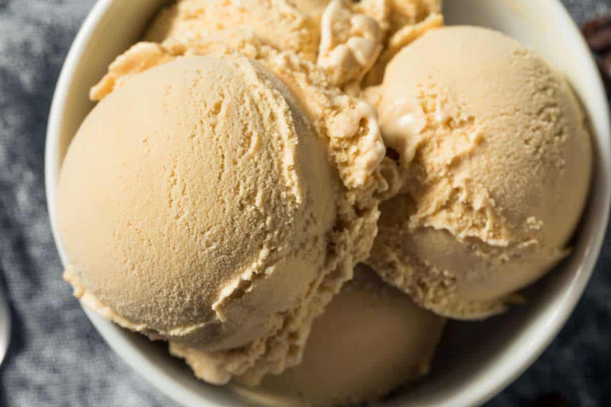 Bowl full of coffee ice cream