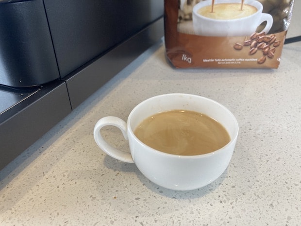 Crema on espresso from the Tchibo coffee machine