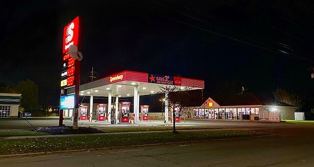 Speedway gas station at night