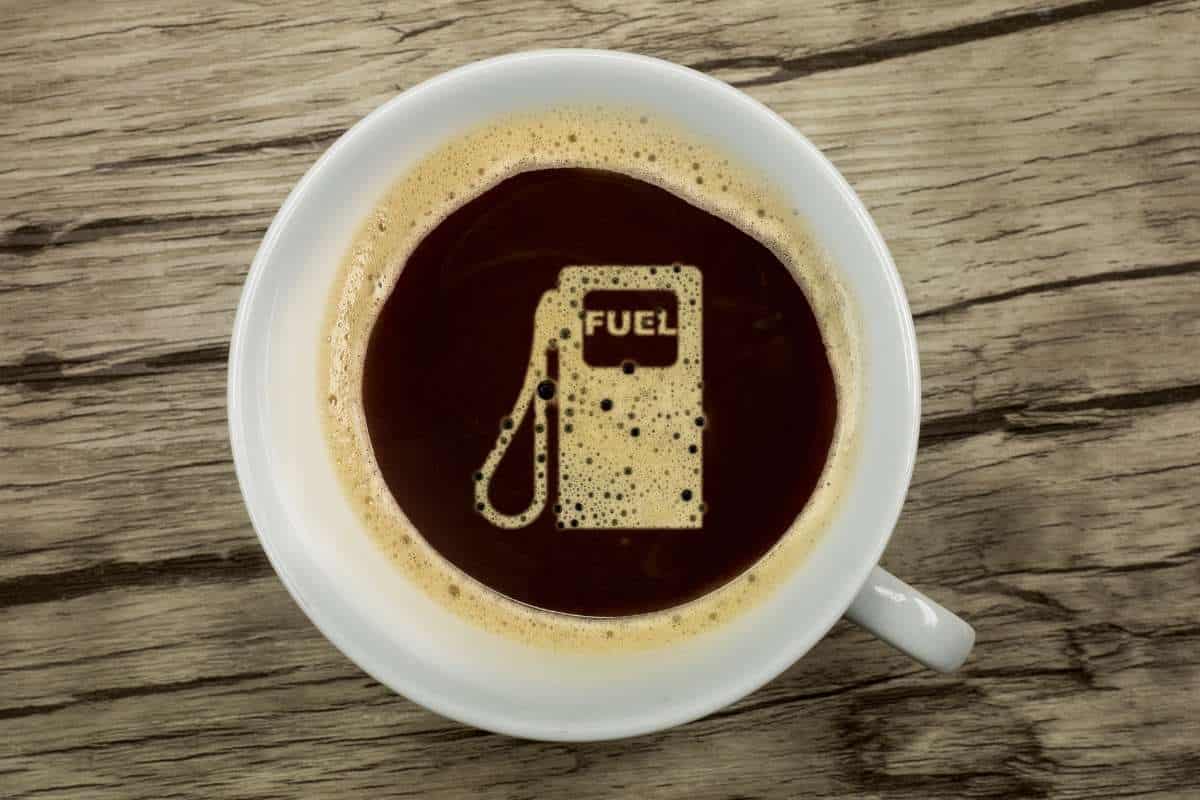 Fuel pump in the crema of a coffee mug