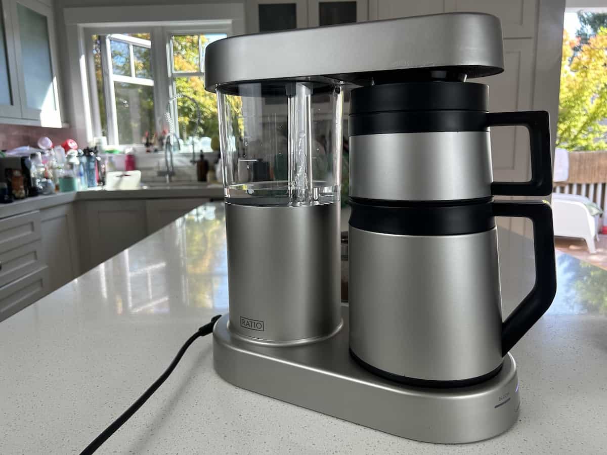 Ratio Six coffee maker on a kitchen counter